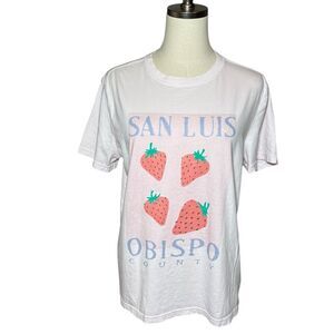 Wildfox Strawberry Graphic T-Shirt M Ladies Crew Neck